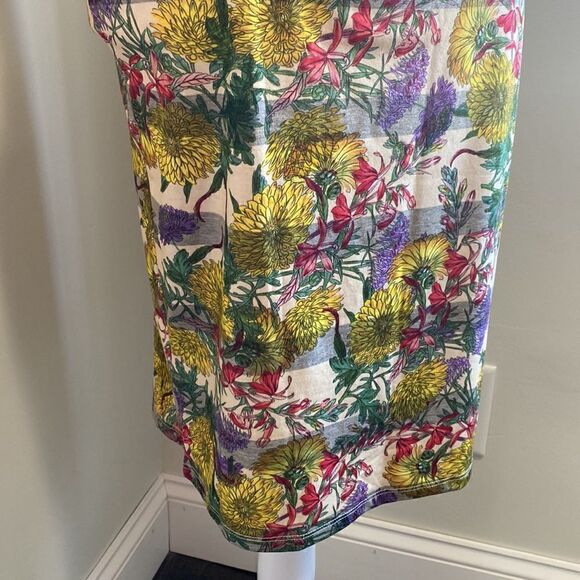 𝅺LULAROE Floral and Stripes Cassie Yellow Purple NWT - Picture 3 of 4